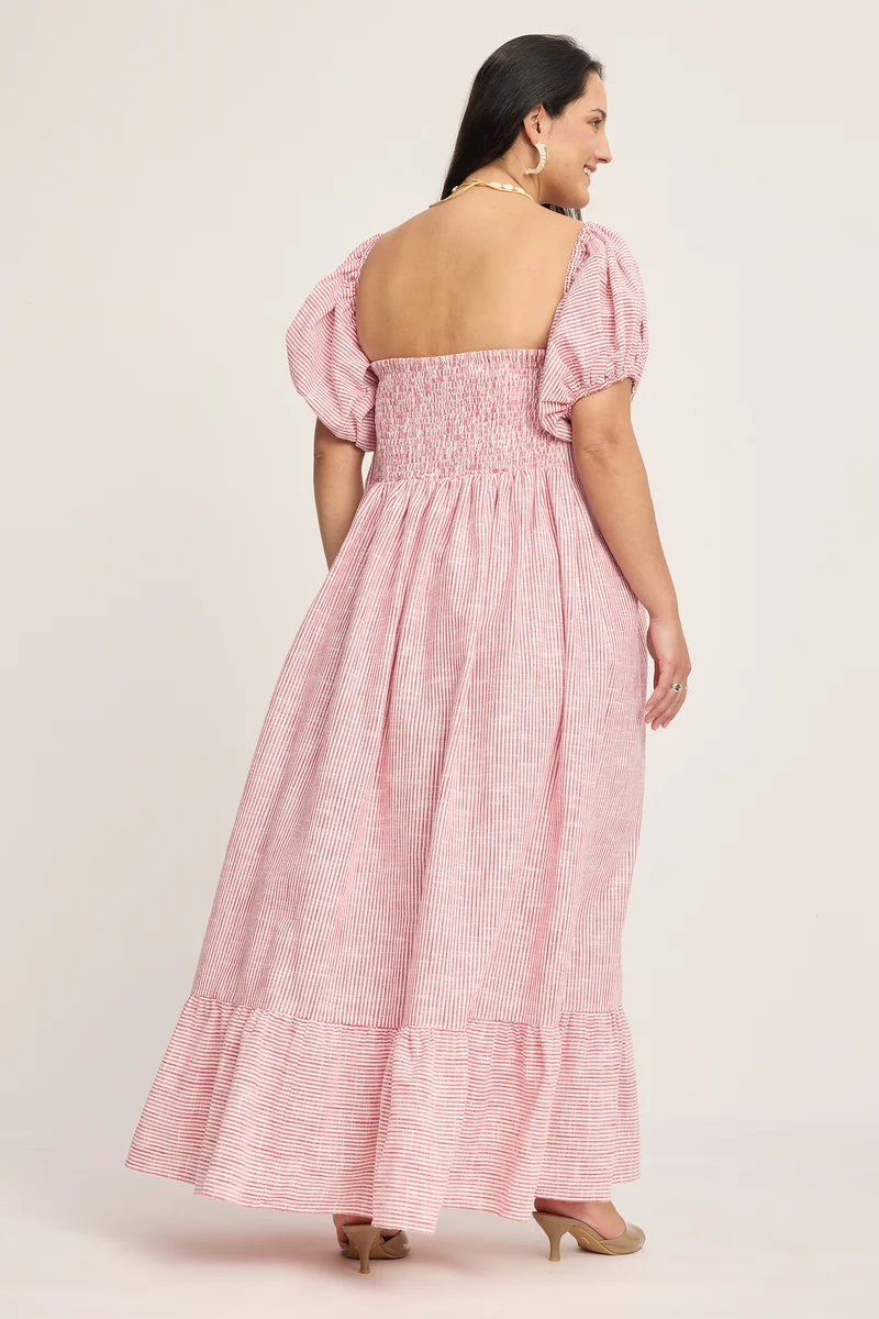 Odette|100% Cotton Striped Dress