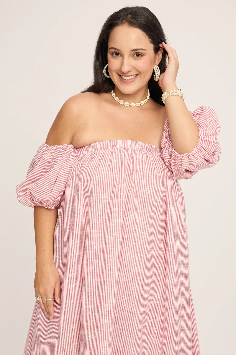 Odette|100% Cotton Striped Dress
