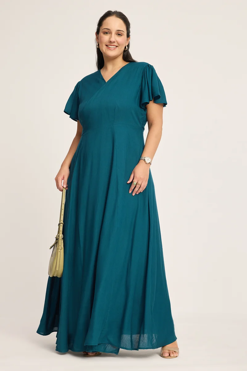 Asta|100% Viscose Wrap Maxi Dress