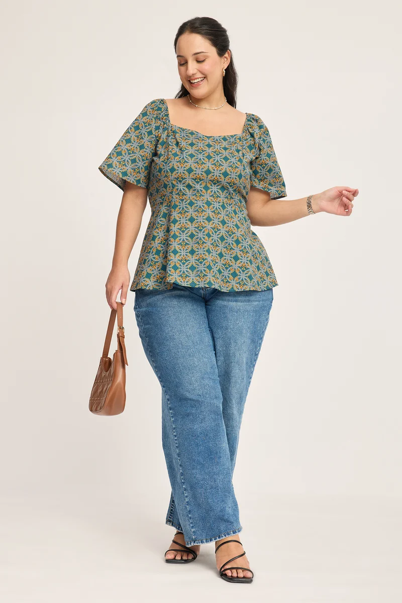 Giulia|100% Cotton Peplum Top