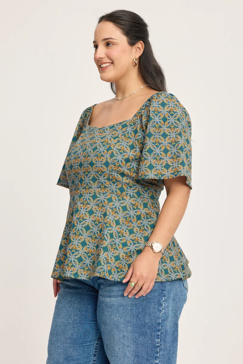 Giulia|100% Cotton Peplum Top