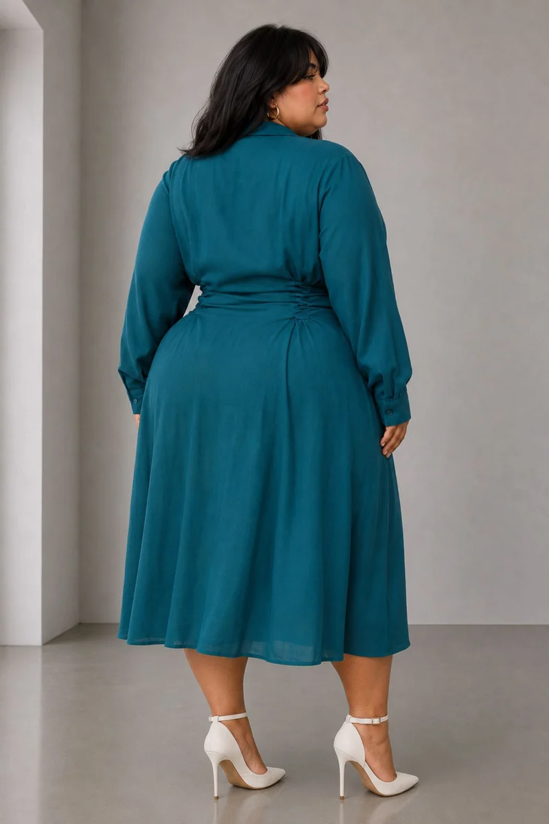 Alzira|100% Viscose Shirt Dress With Tie Up