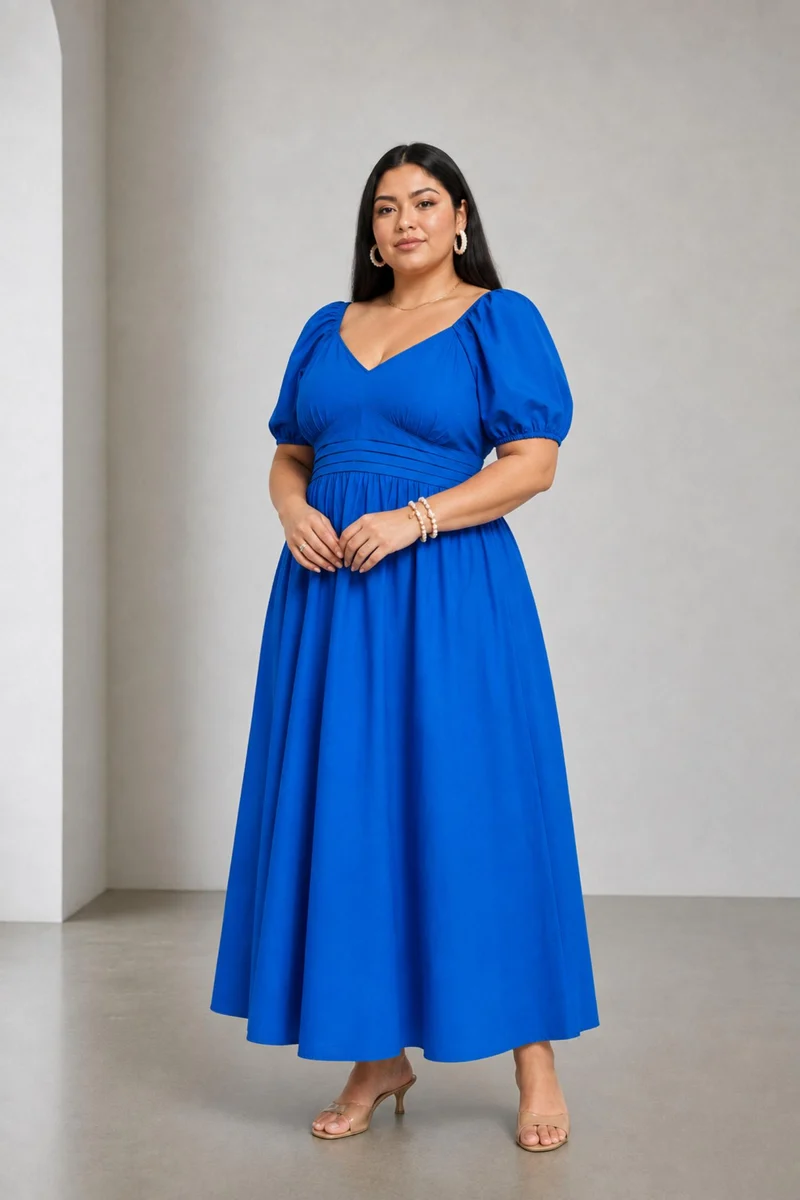Isadora|100% Cotton Fit And Flare Maxi Dress