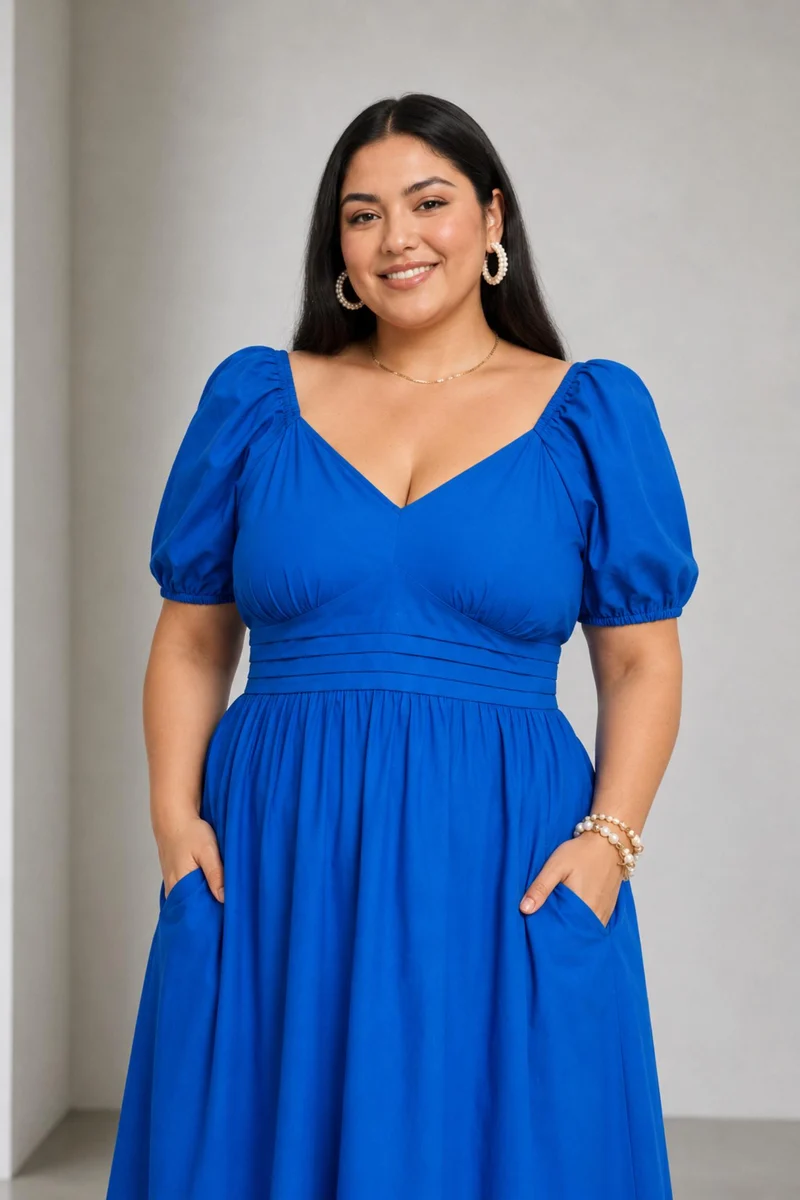 Isadora|100% Cotton Fit And Flare Maxi Dress