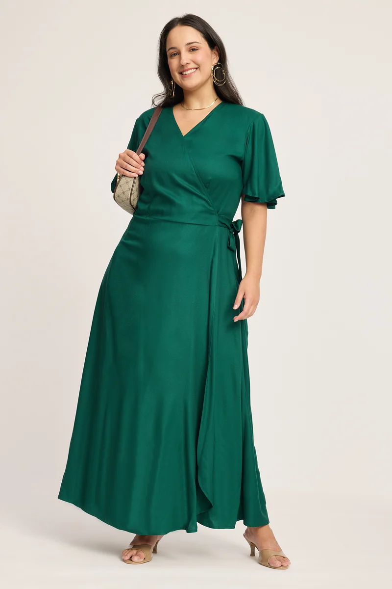 Olena|100% Viscose Maxi Wrap Dress