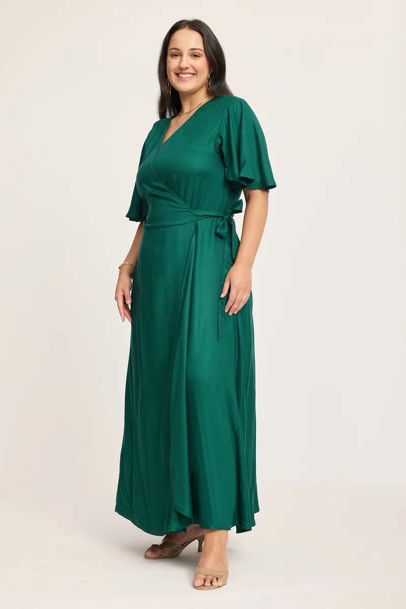 Olena|100% Viscose Maxi Wrap Dress