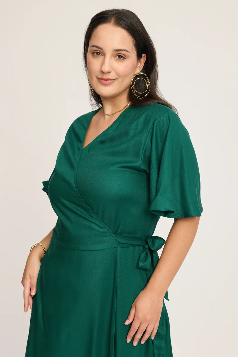 Olena|100% Viscose Maxi Wrap Dress