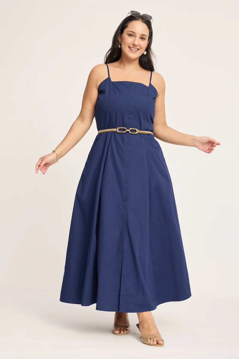 Klara|100% Cotton Fit & Flare Maxi Dress