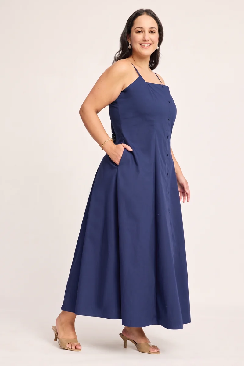 Klara|100% Cotton Fit & Flare Maxi Dress