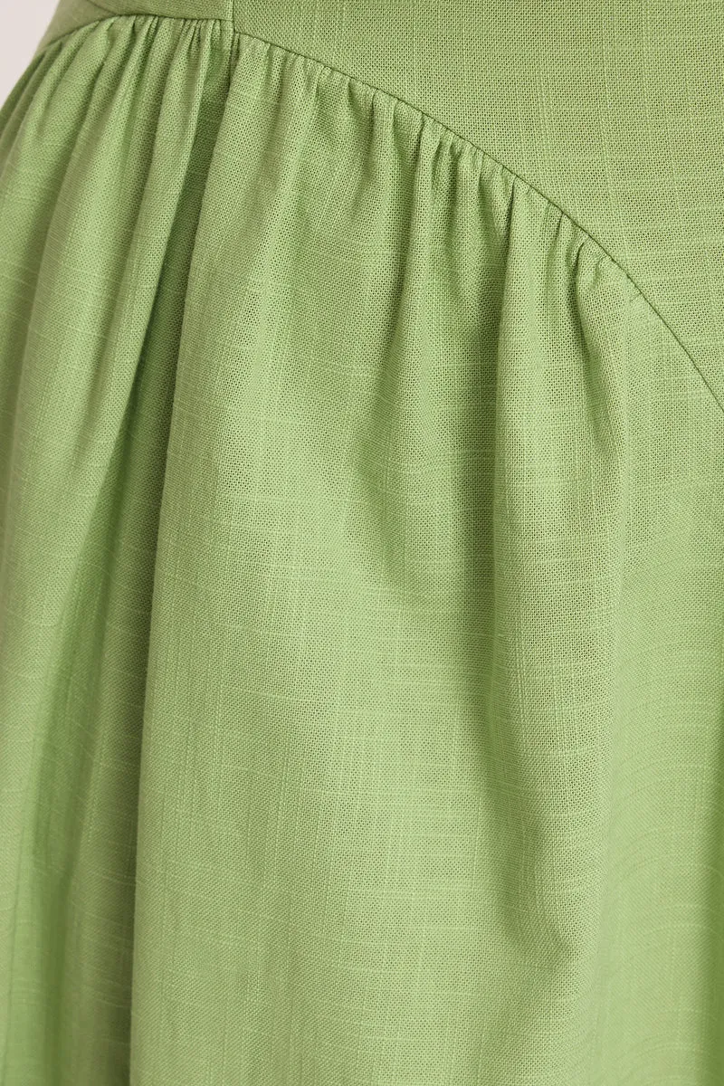 Roili|100% Cotton V Neck Midaxi Shirt Dress
