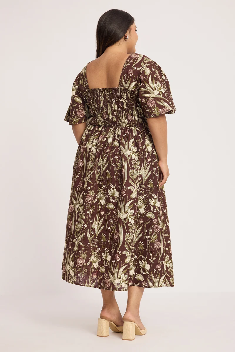 Kaba|100% Cotton Fit And Flare Midi Dress