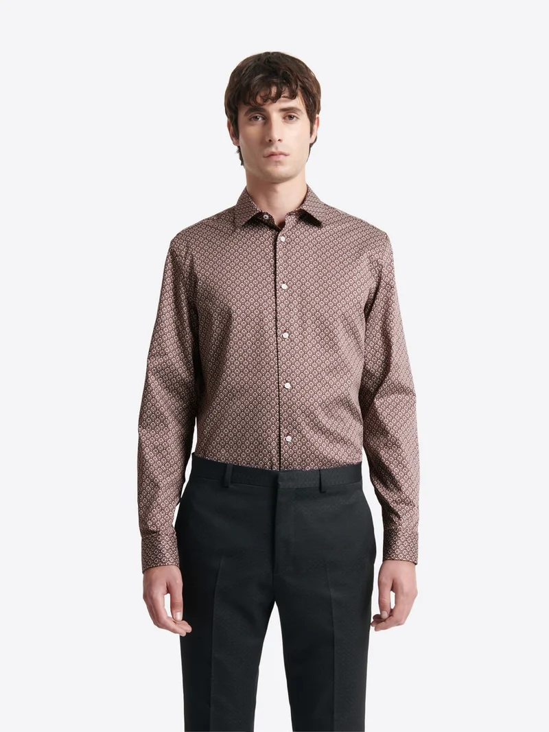 Chemise slim fantaisie en coton