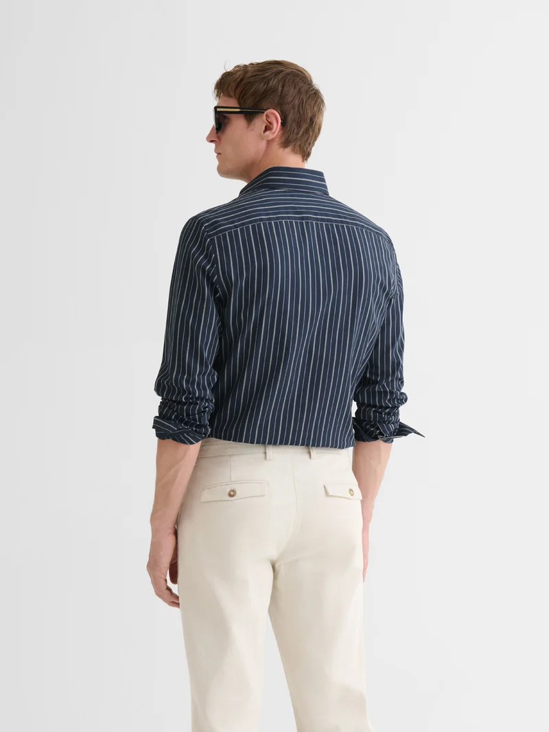Chemise slim en coton rayée