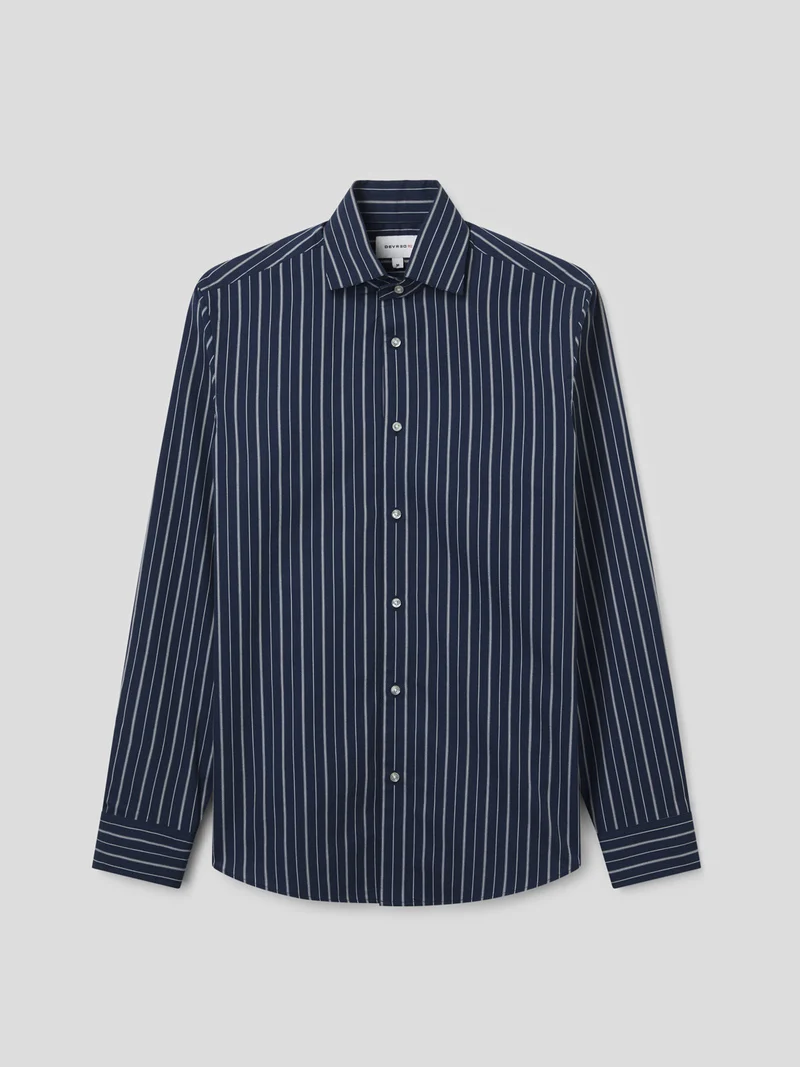 Chemise slim en coton rayée