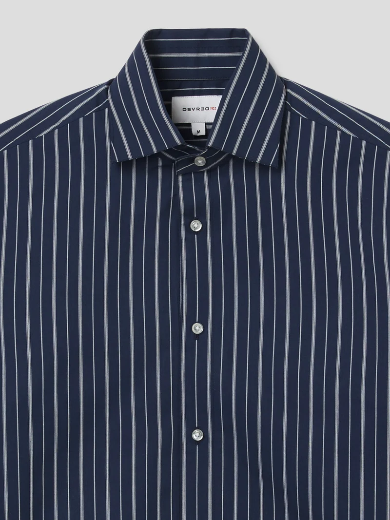 Chemise slim en coton rayée