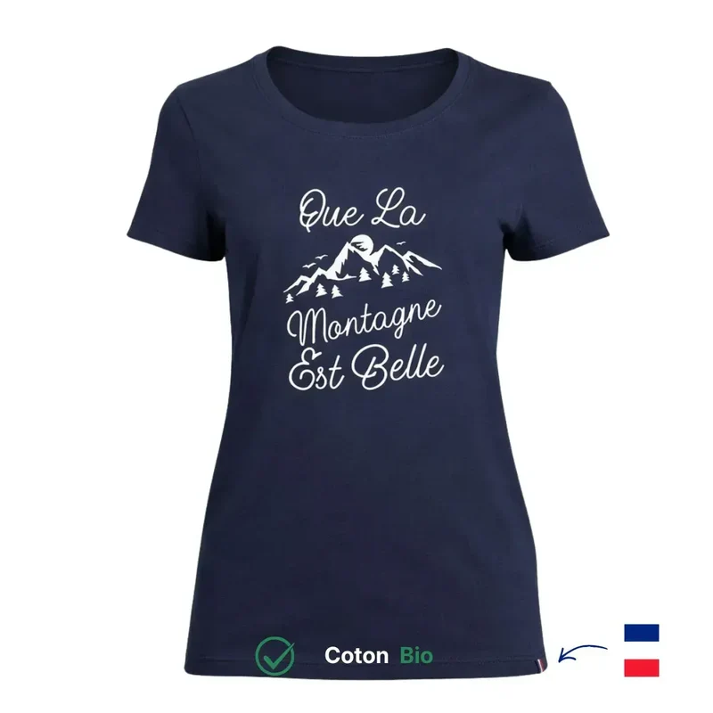 T-shirt femme bleu | Que la montagne est belle