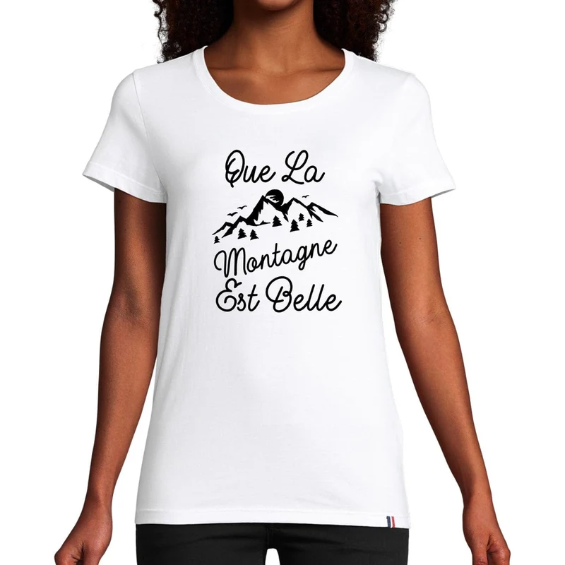 T-shirt femme bleu | Que la montagne est belle