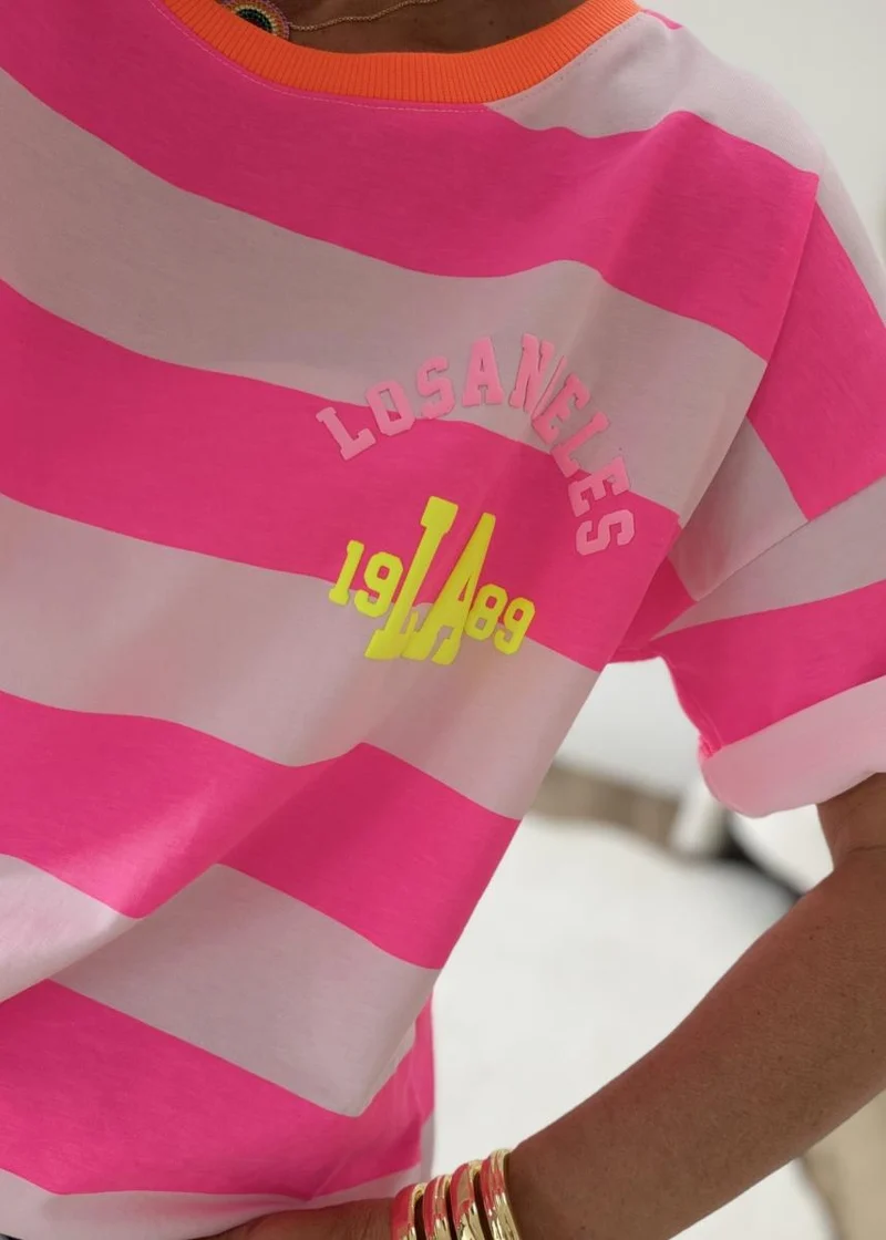 Tee shirt LA rose fluo