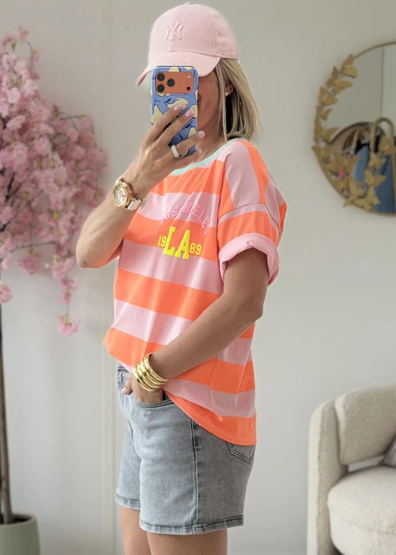 Tee shirt LA orange fluo