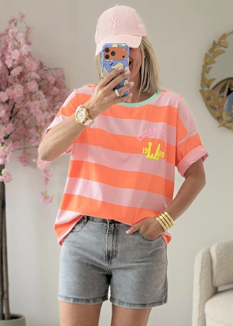 Tee shirt LA orange fluo