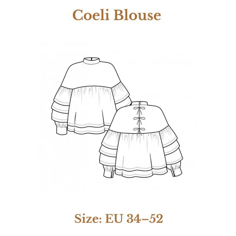 Patron de couture PDF | Blouse Coeli | Pauline Alice | TRILINGUE (EN/FR/ES)