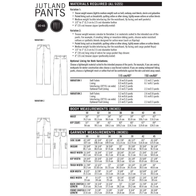 Patron de couture PDF | Pantalon Jutland | Thread Theory