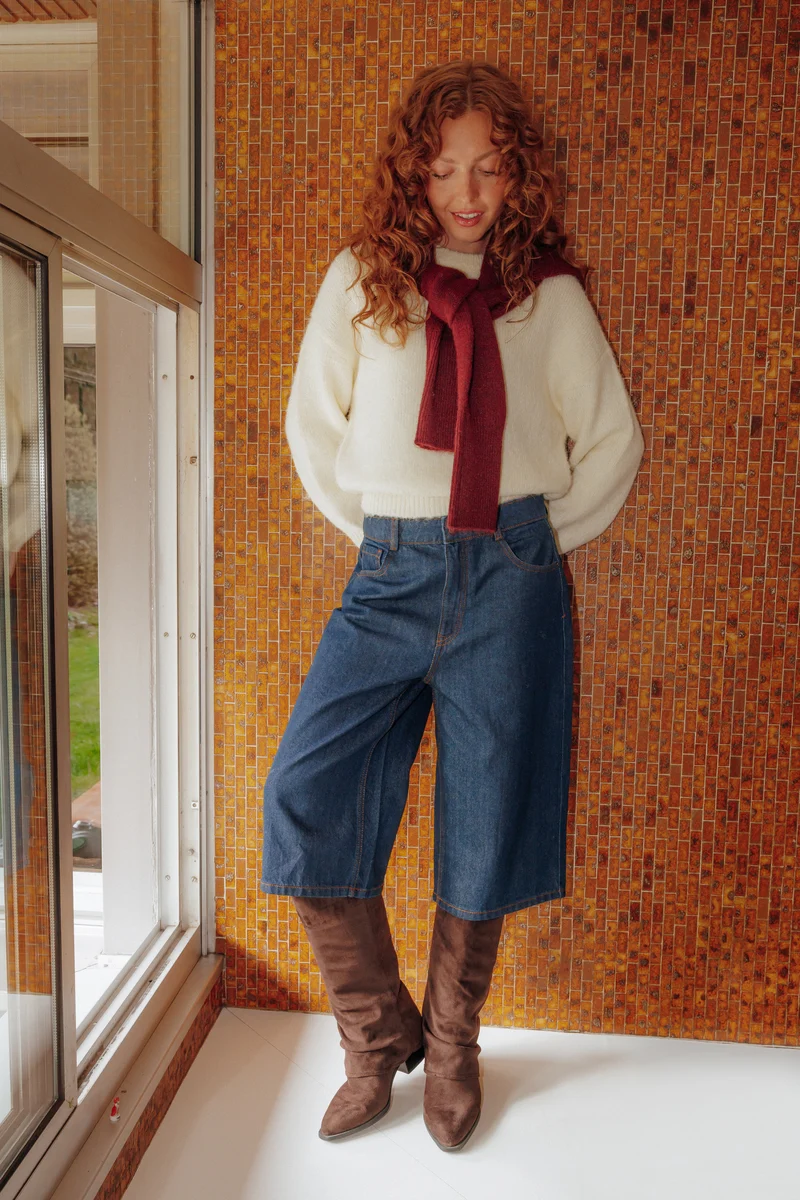 Bermuda en jean long taille basse