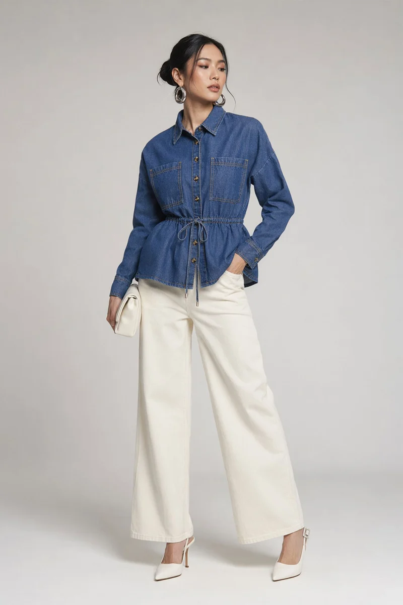 Dinae|100% Cotton Denim Shirt