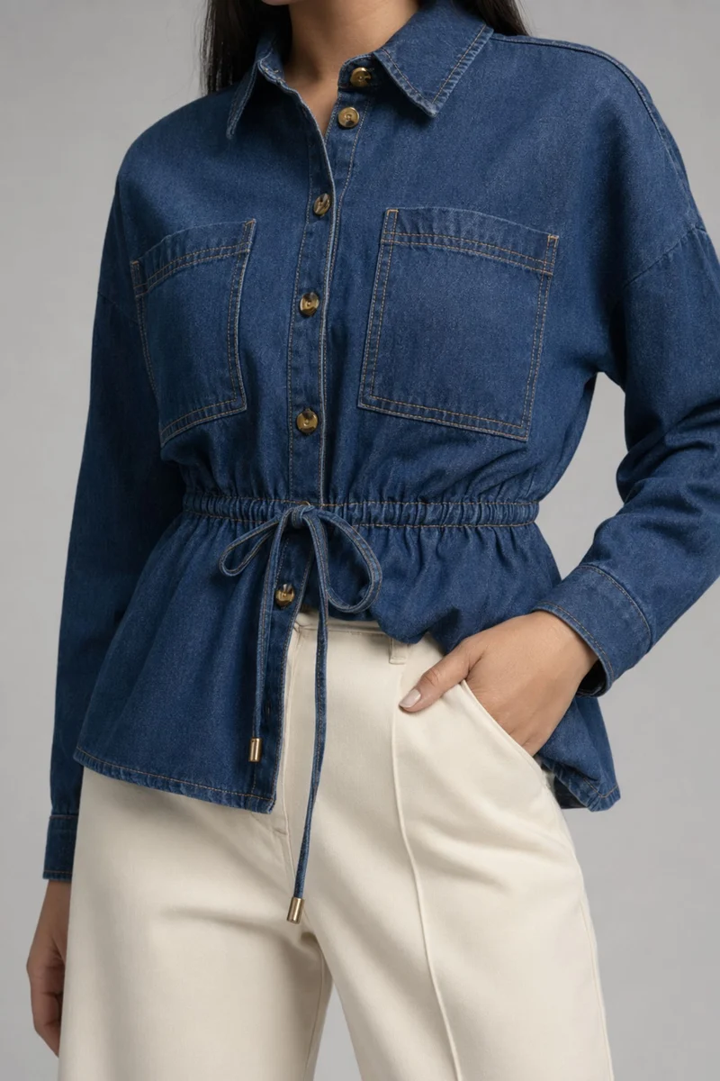 Dinae|100% Cotton Denim Shirt