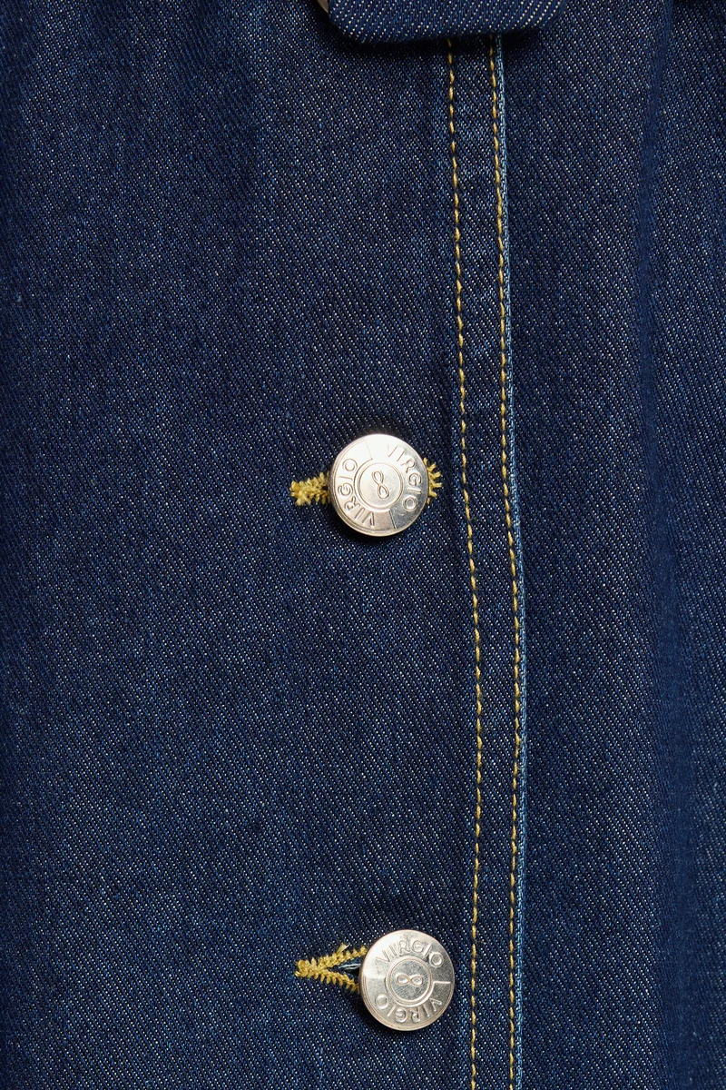 Dinnu|100% Cotton Denim Midi Dress