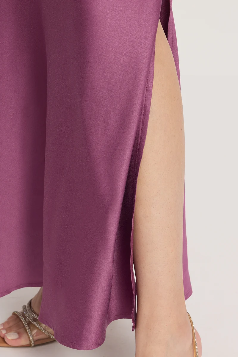 Kavra|100% Cotton Contrast Paneled Maxi Dress