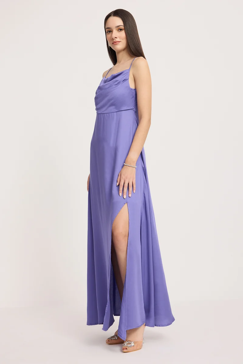 Thubten|100% Viscose Cowl Neck Maxi Dress