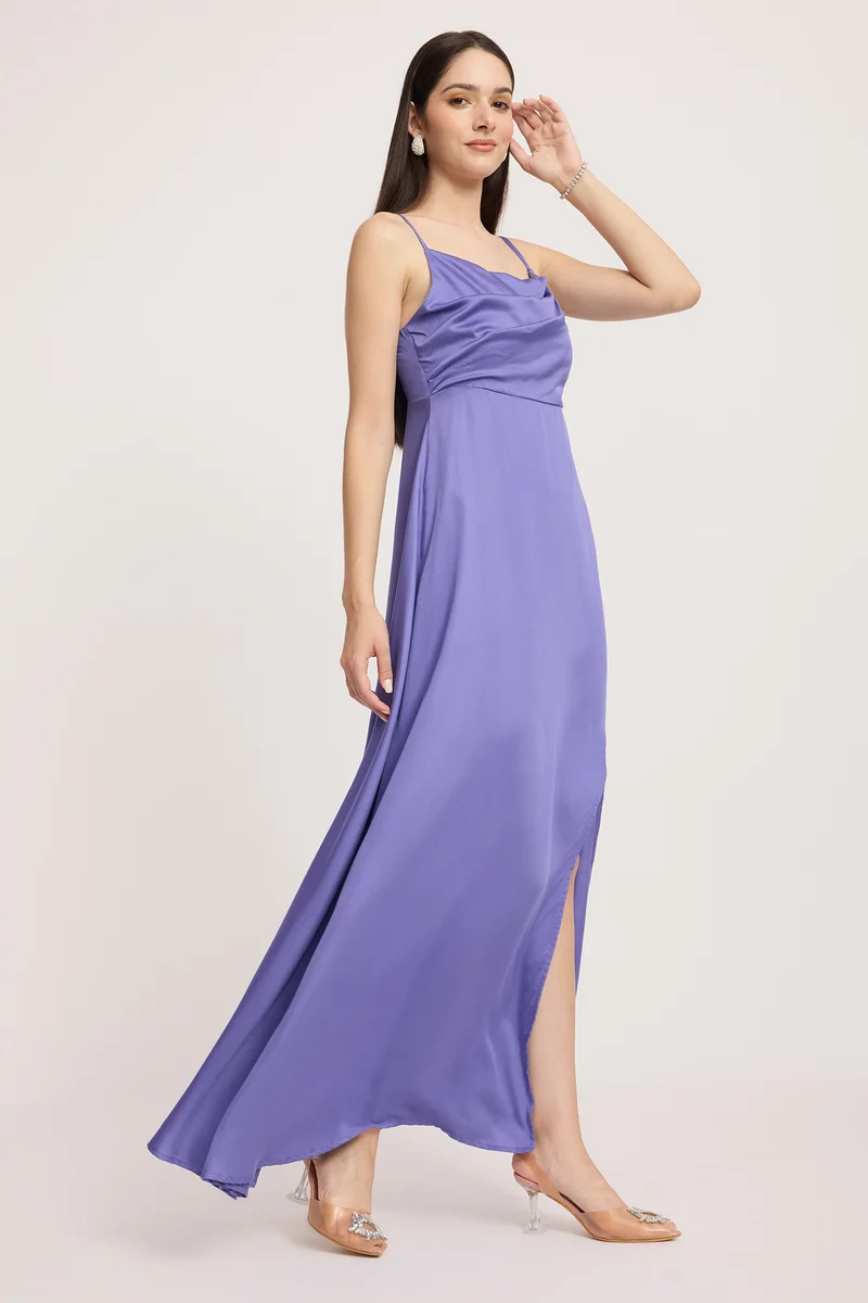 Thubten|100% Viscose Cowl Neck Maxi Dress