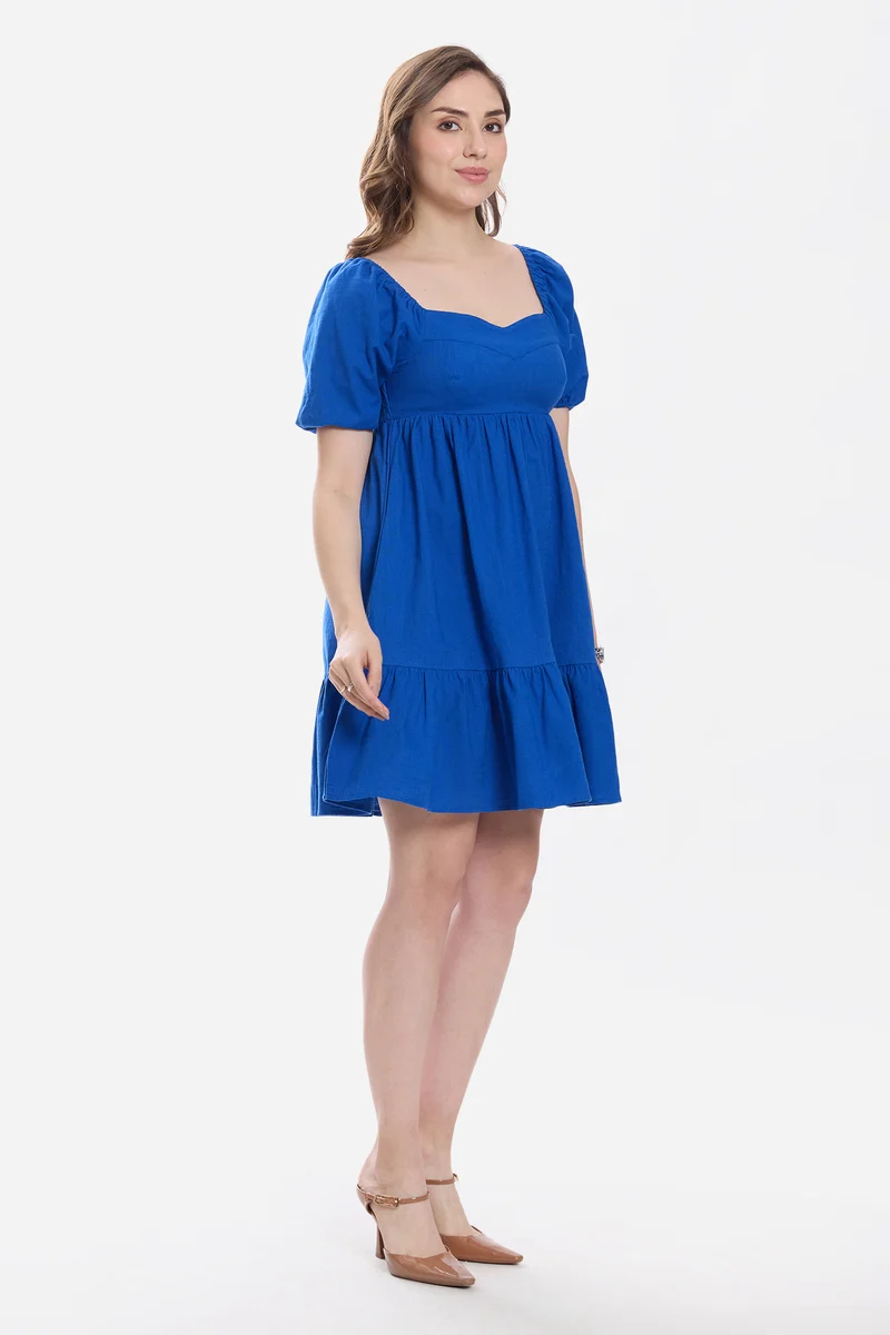 Evdia|100% Cotton Sweetheart Mini Dress