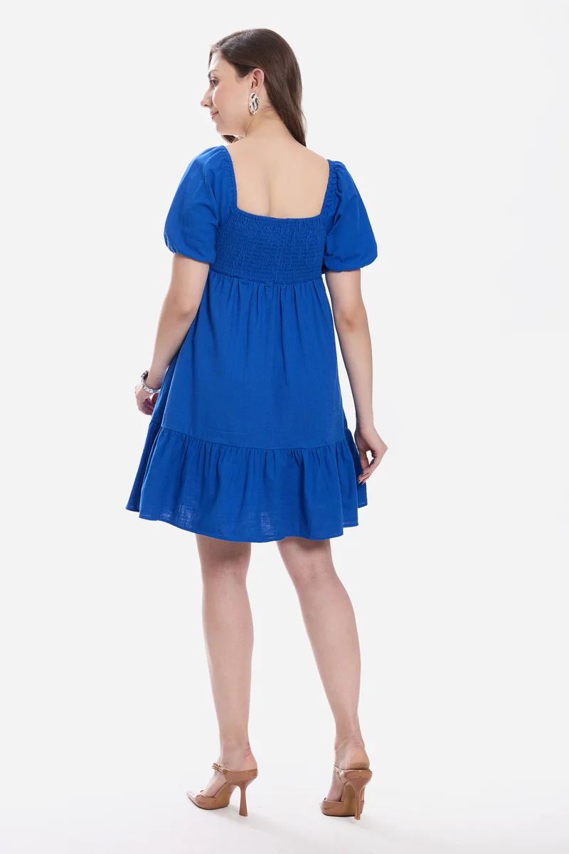 Evdia|100% Cotton Sweetheart Mini Dress