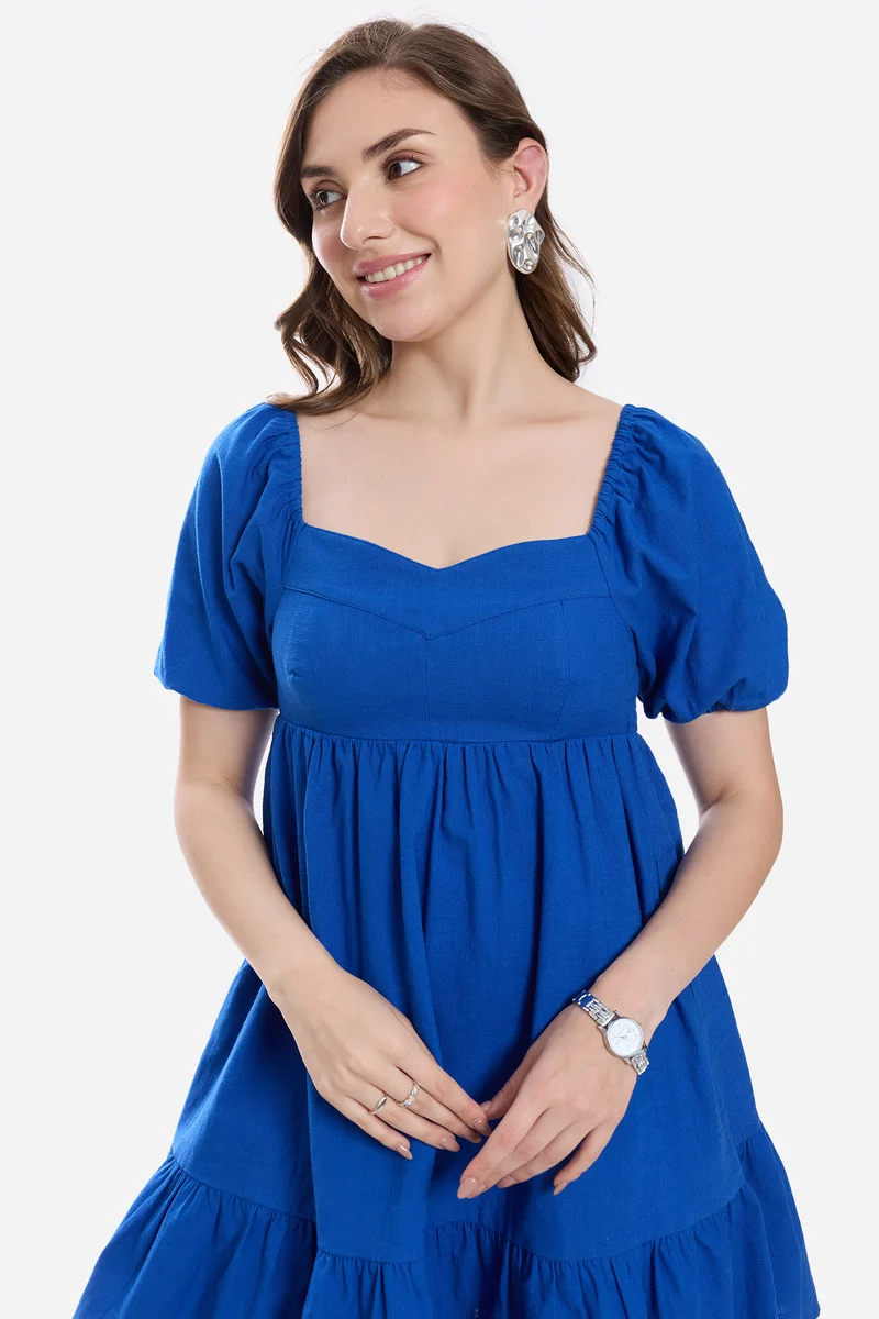 Evdia|100% Cotton Sweetheart Mini Dress