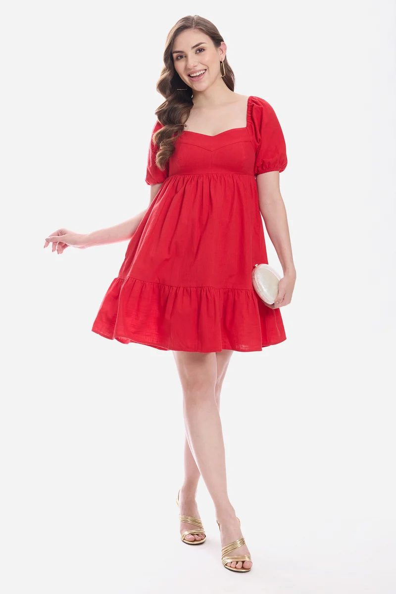 Sakura|100% Cotton Sweetheart Mini Dress