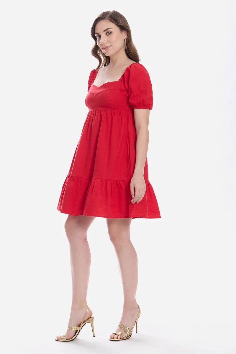 Sakura|100% Cotton Sweetheart Mini Dress