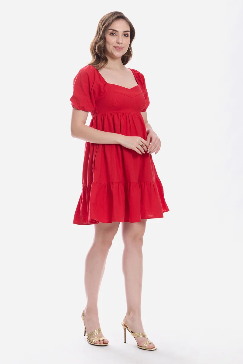 Sakura|100% Cotton Sweetheart Mini Dress