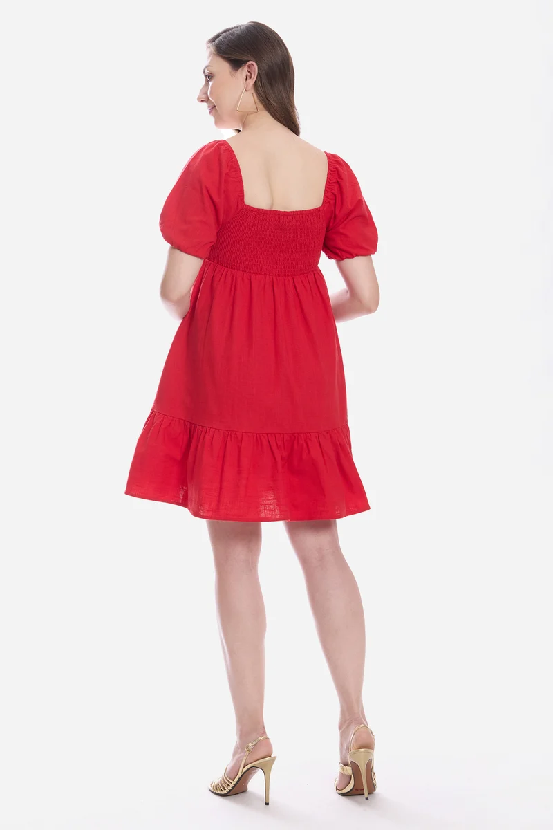 Sakura|100% Cotton Sweetheart Mini Dress