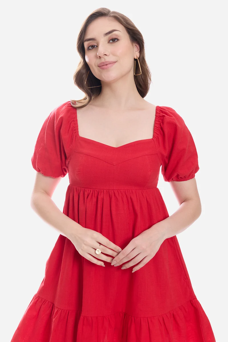 Sakura|100% Cotton Sweetheart Mini Dress