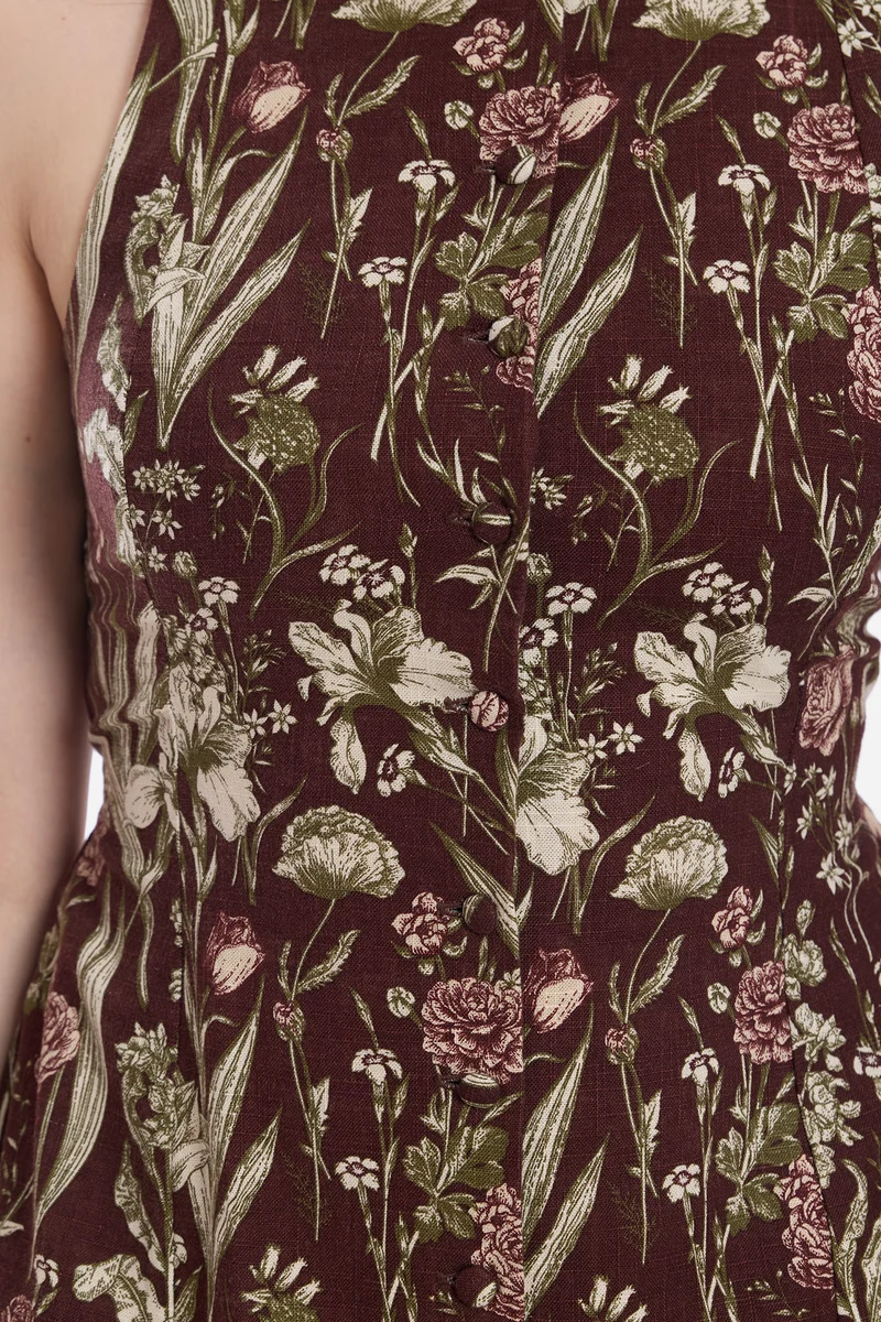 Sewang|100% Cotton Sleeveless Midi Dress