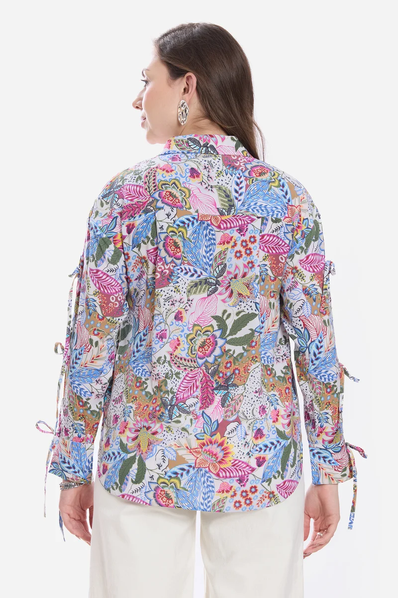 Kimy|100% Viscose Printed Tie-Up Shirt