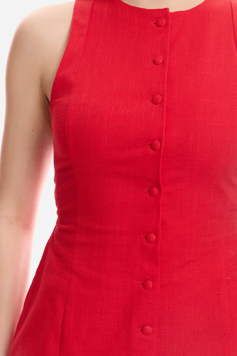 Fenna|100% Cotton Sleeveless Midi Dress