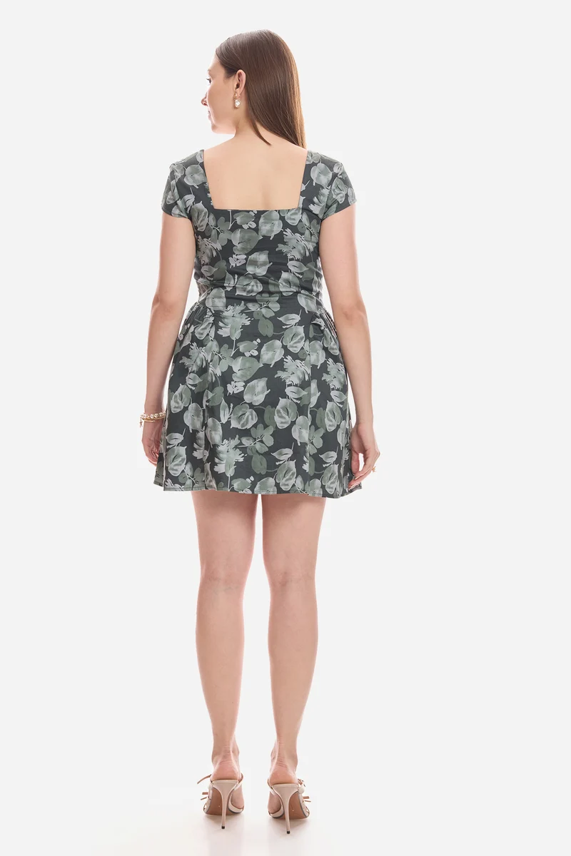 Emir|100% Cotton Fit & Flare Floral Mini Dress