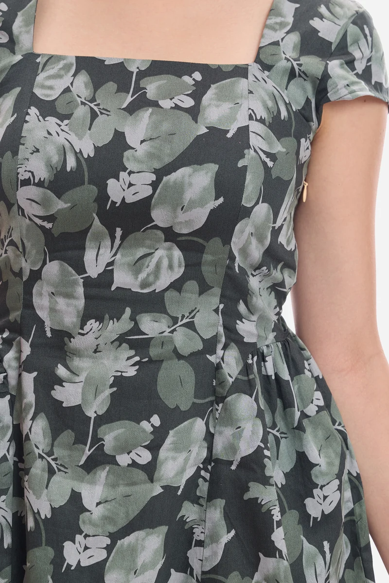 Emir|100% Cotton Fit & Flare Floral Mini Dress