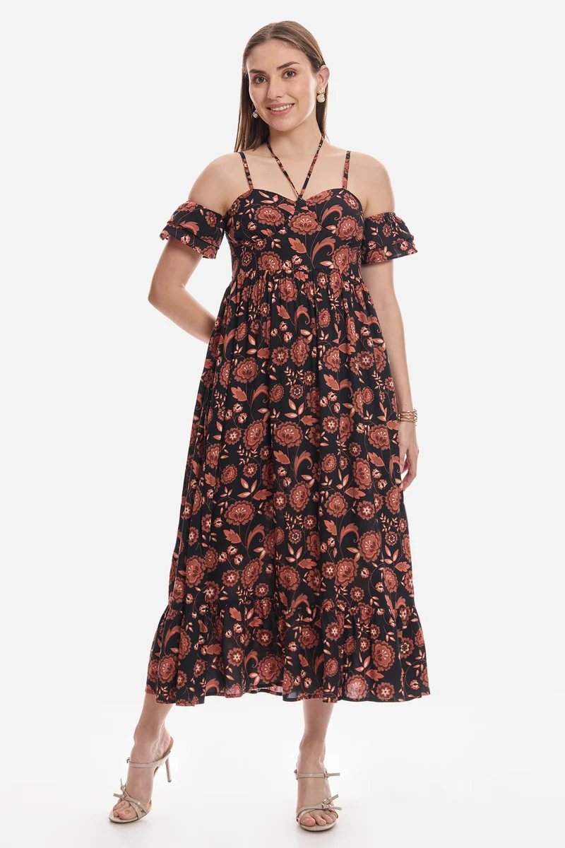 Davi|100% Viscose Strappy Dress