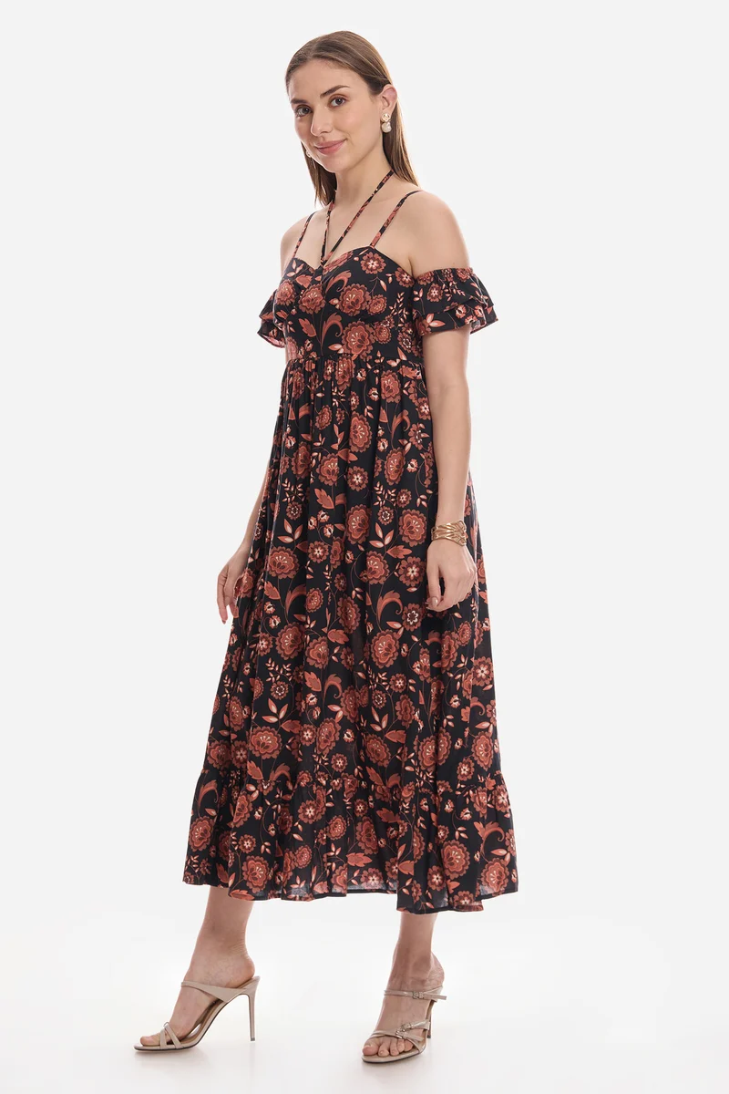 Davi|100% Viscose Strappy Dress