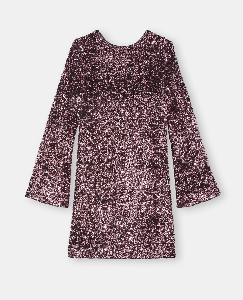 Robe courte dos V avec sequins