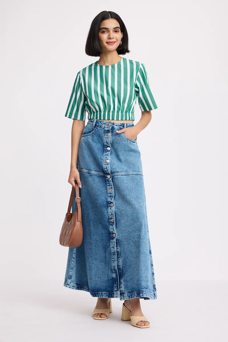 Imami|100% Cotton Striped Crop Top